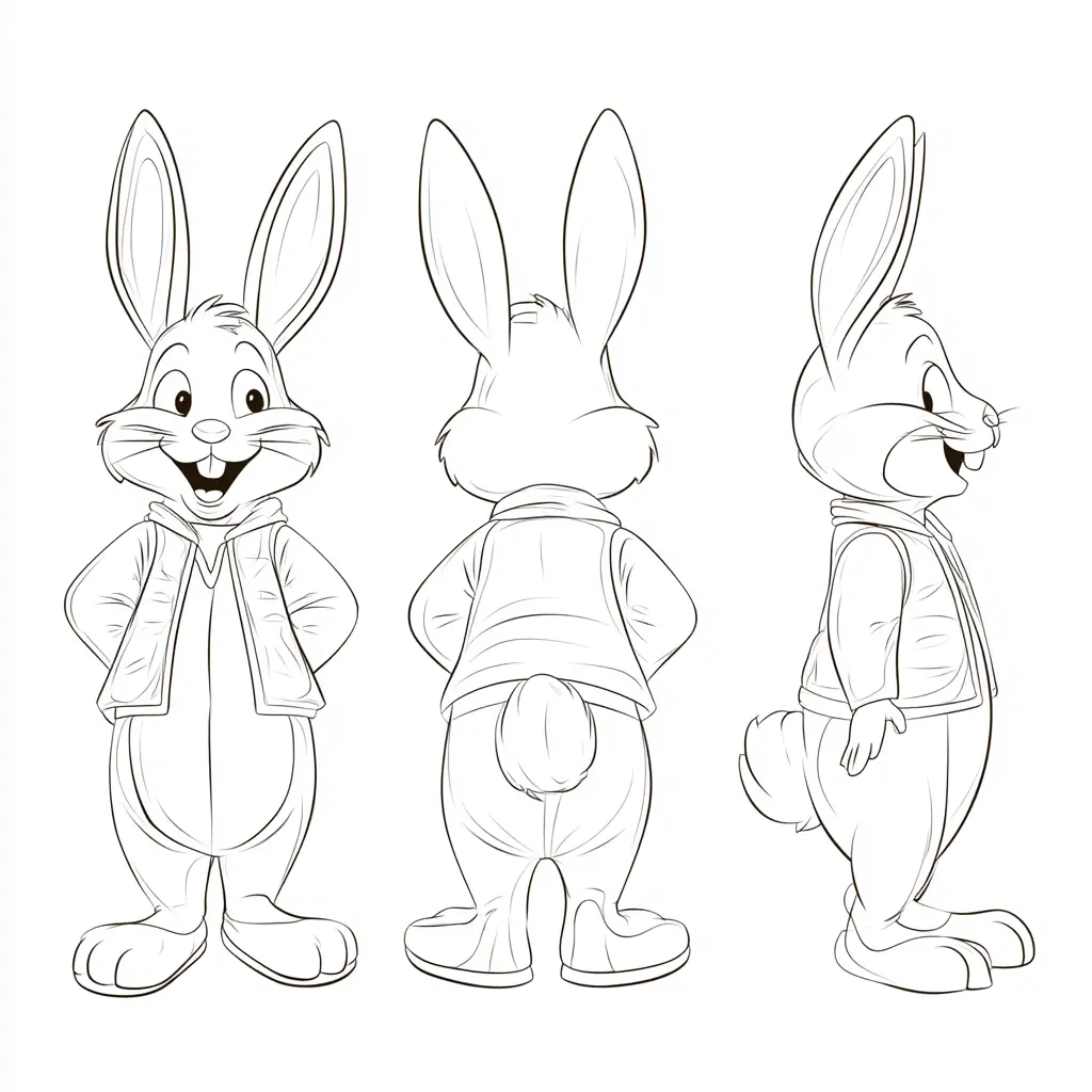 Dibujo de conejos estilo cartoon para colorear Dibujo de conejos estilo cartoon para colorear