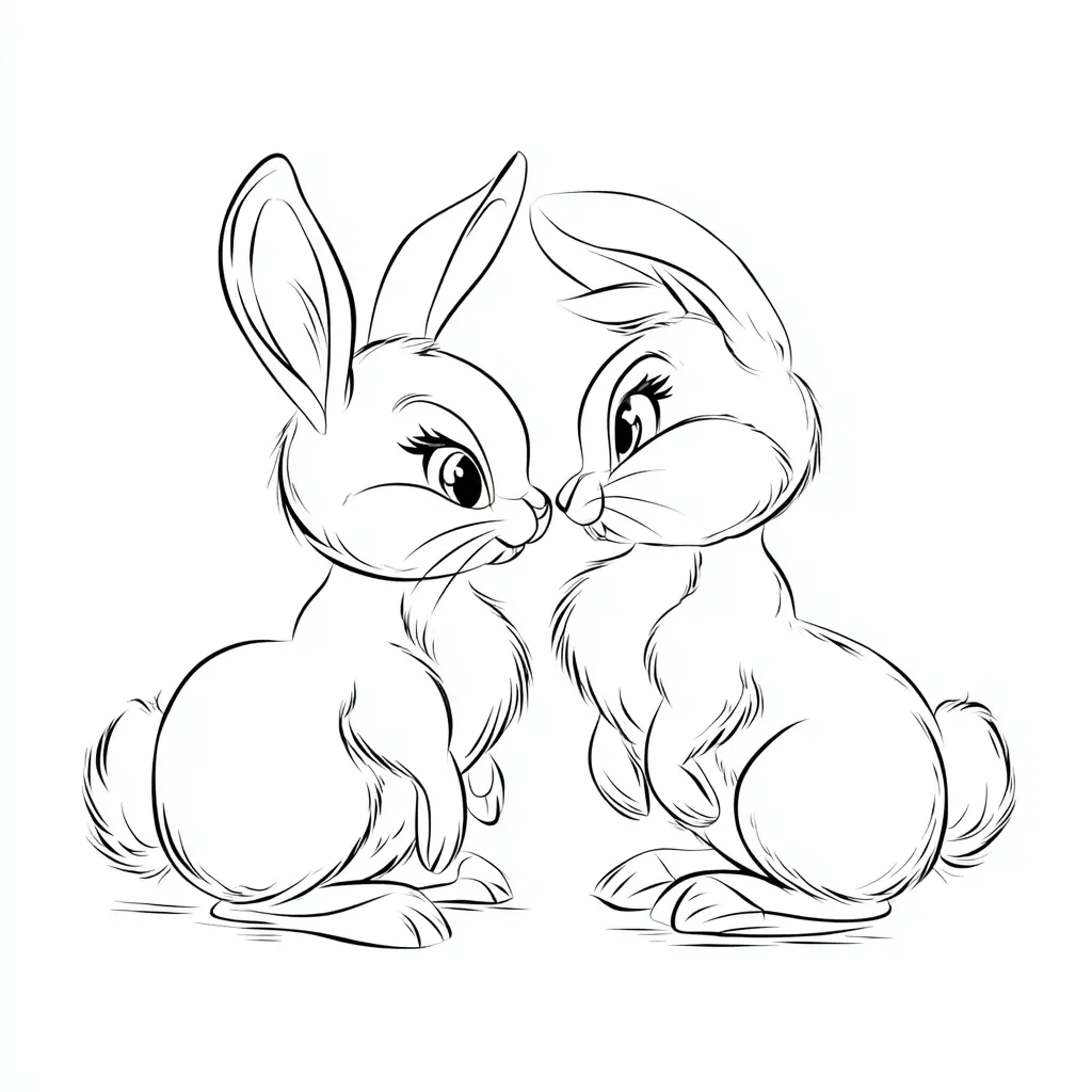 Dibujo de conejos encantadores para colorear Dibujo de conejos encantadores para colorear