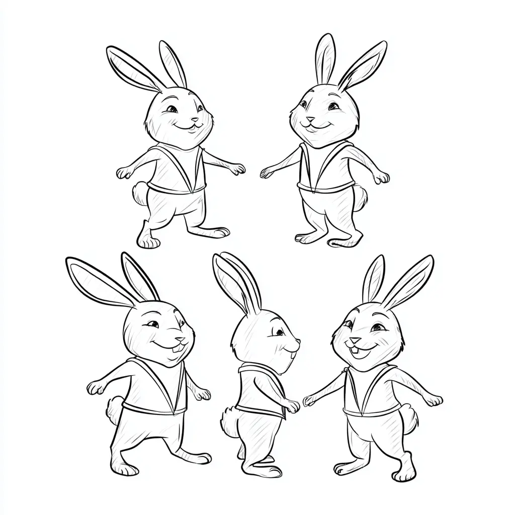 Dibujo de plantilla de conejos para colorear Dibujo de plantilla de conejos para colorear