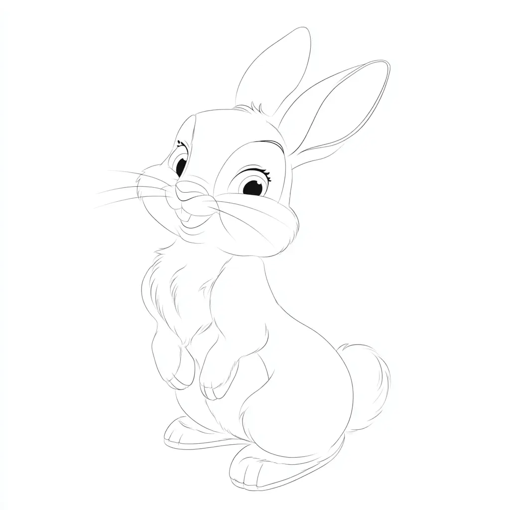 Dibujo de conejo animado sonriente para colorear Dibujo de conejo animado sonriente para colorear