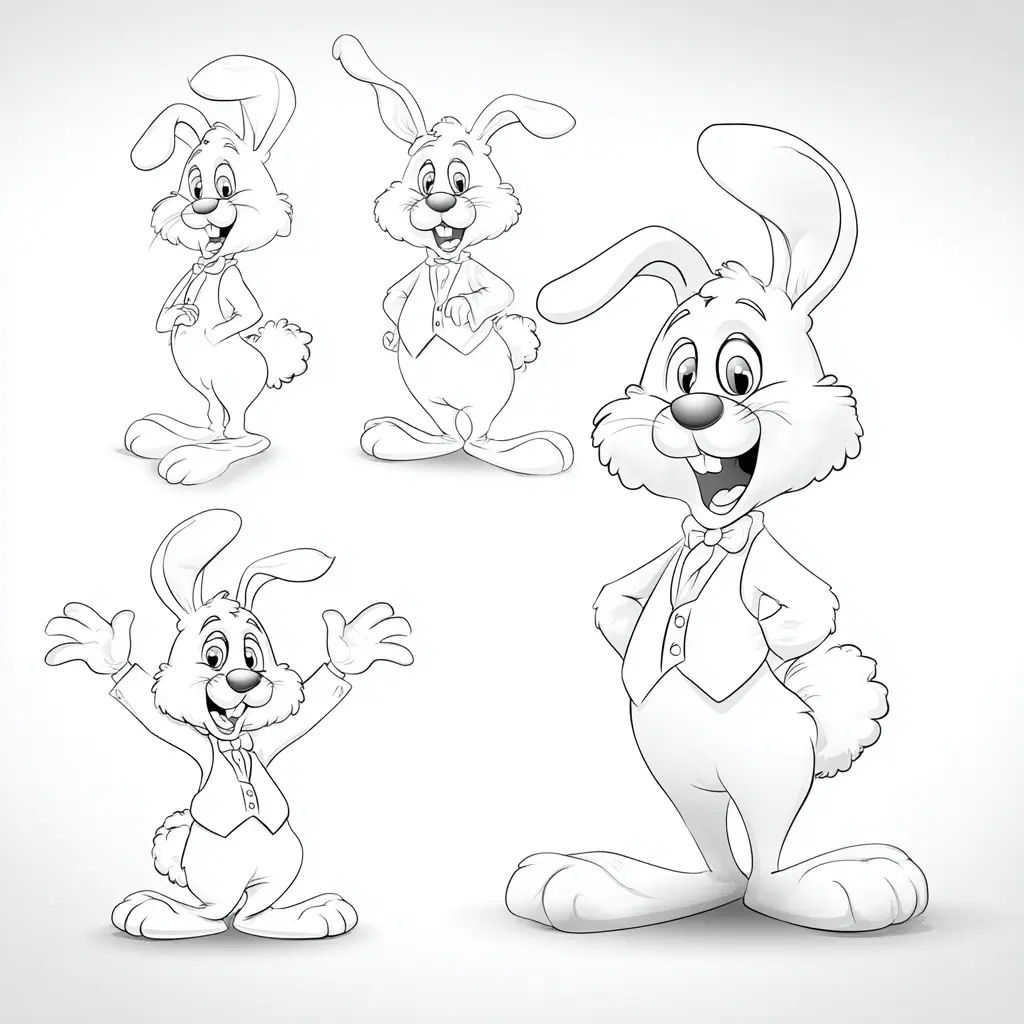 Dibujo de conejos animados para colorear Dibujo de conejos animados para colorear