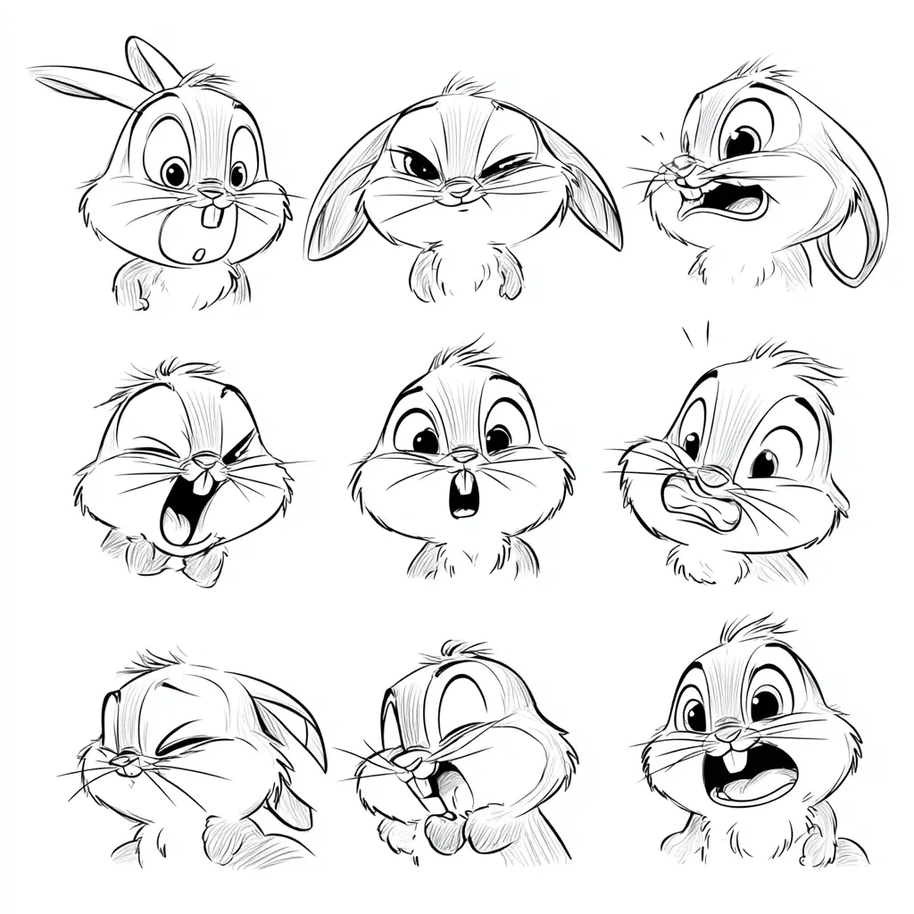 Dibujo de expresiones de conejitos para colorear Dibujo de expresiones de conejitos para colorear