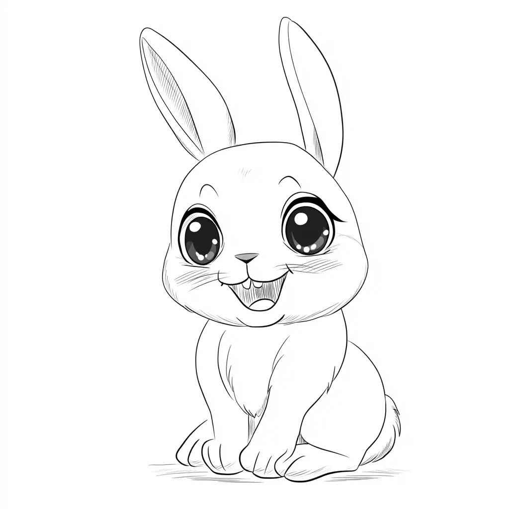 Dibujo de conejito sonriendo para colorear