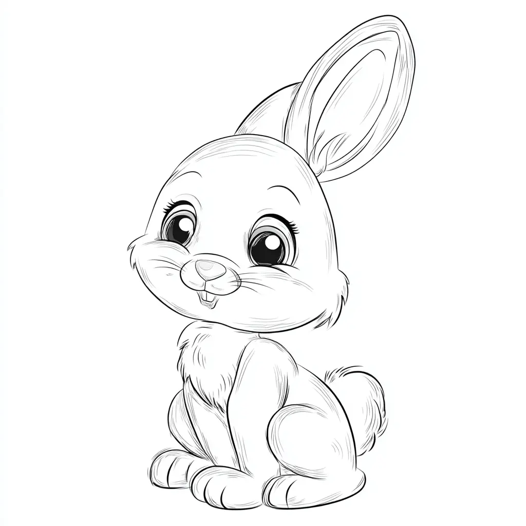 Dibujo de conejito simpático para colorear