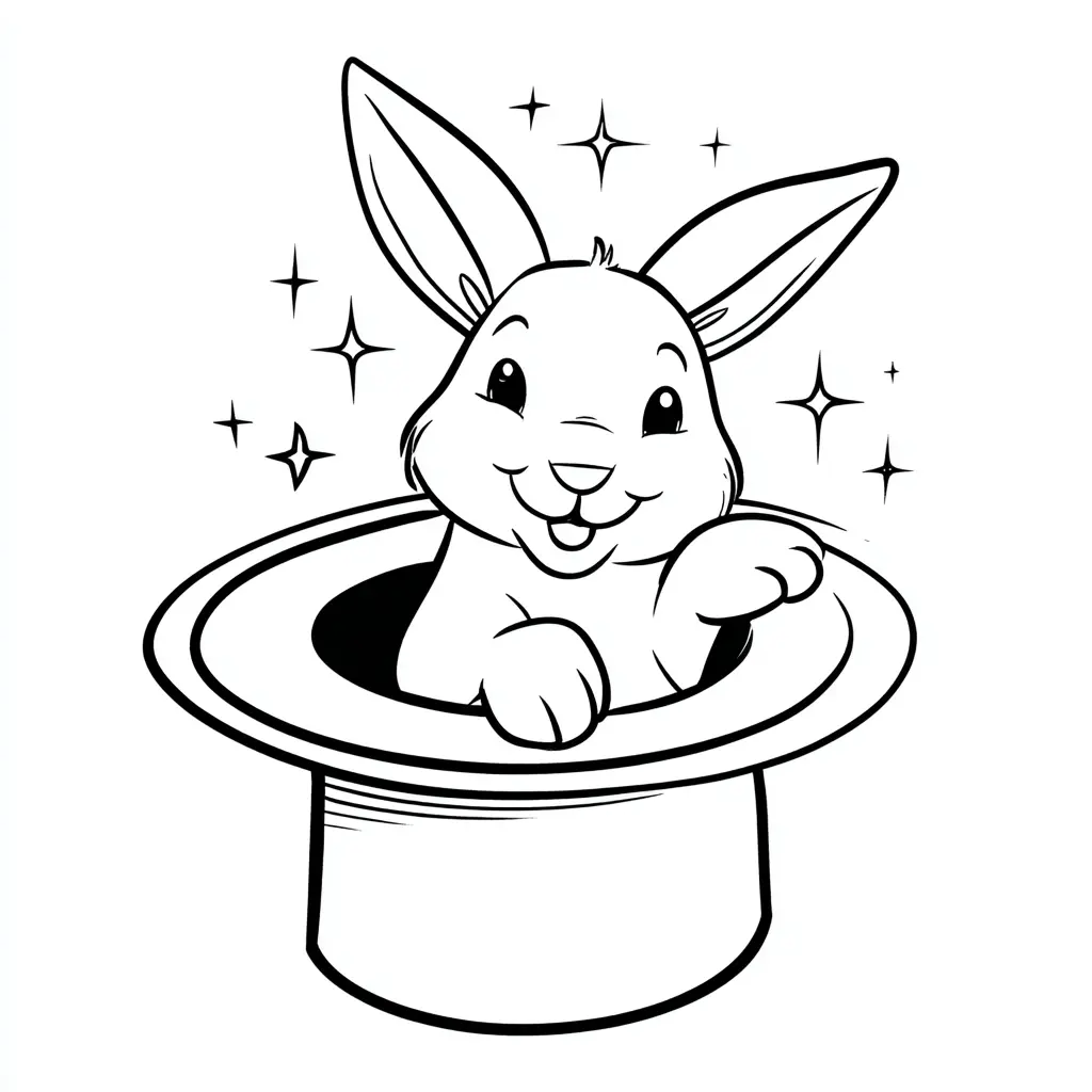 Dibujo de conejo encantado para colorear Dibujo de conejo encantado para colorear