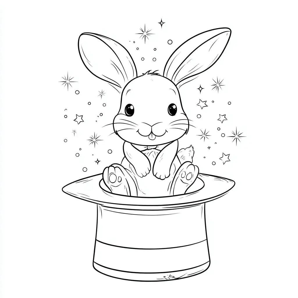 Dibujo de conejo en sombrero de copa para colorear Dibujo de conejo en sombrero de copa para colorear