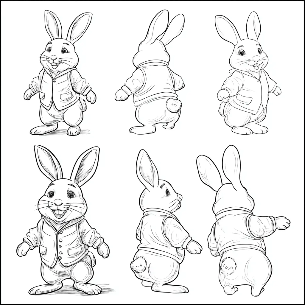 Dibujo de conejos ilustrados para colorear Dibujo de conejos ilustrados para colorear