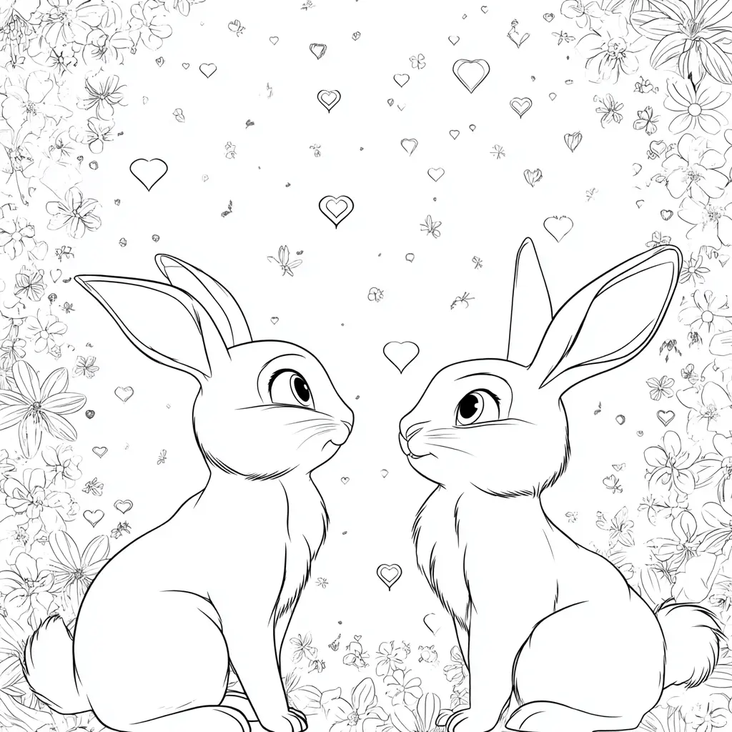 Dibujo de conejos adorables para colorear Dibujo de conejos adorables para colorear