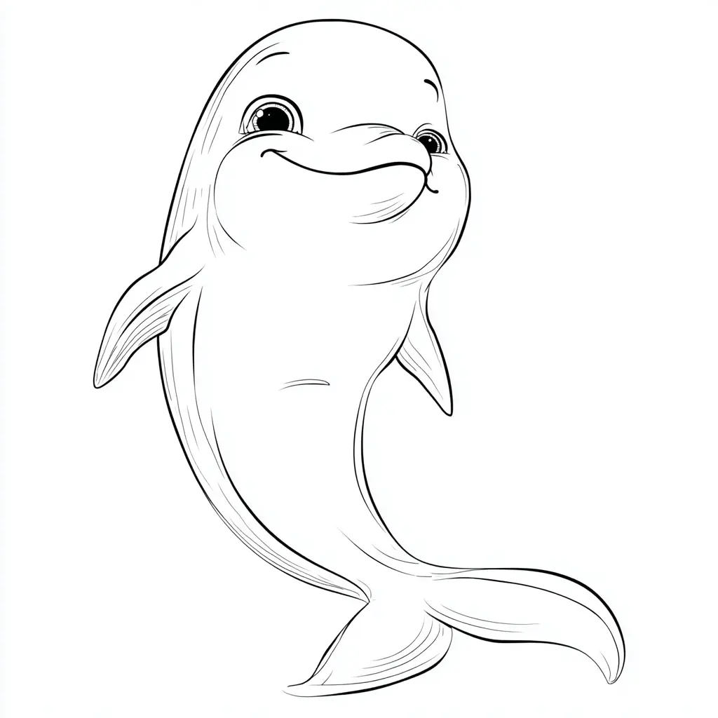 Dibujo de caricatura de delfín para colorear