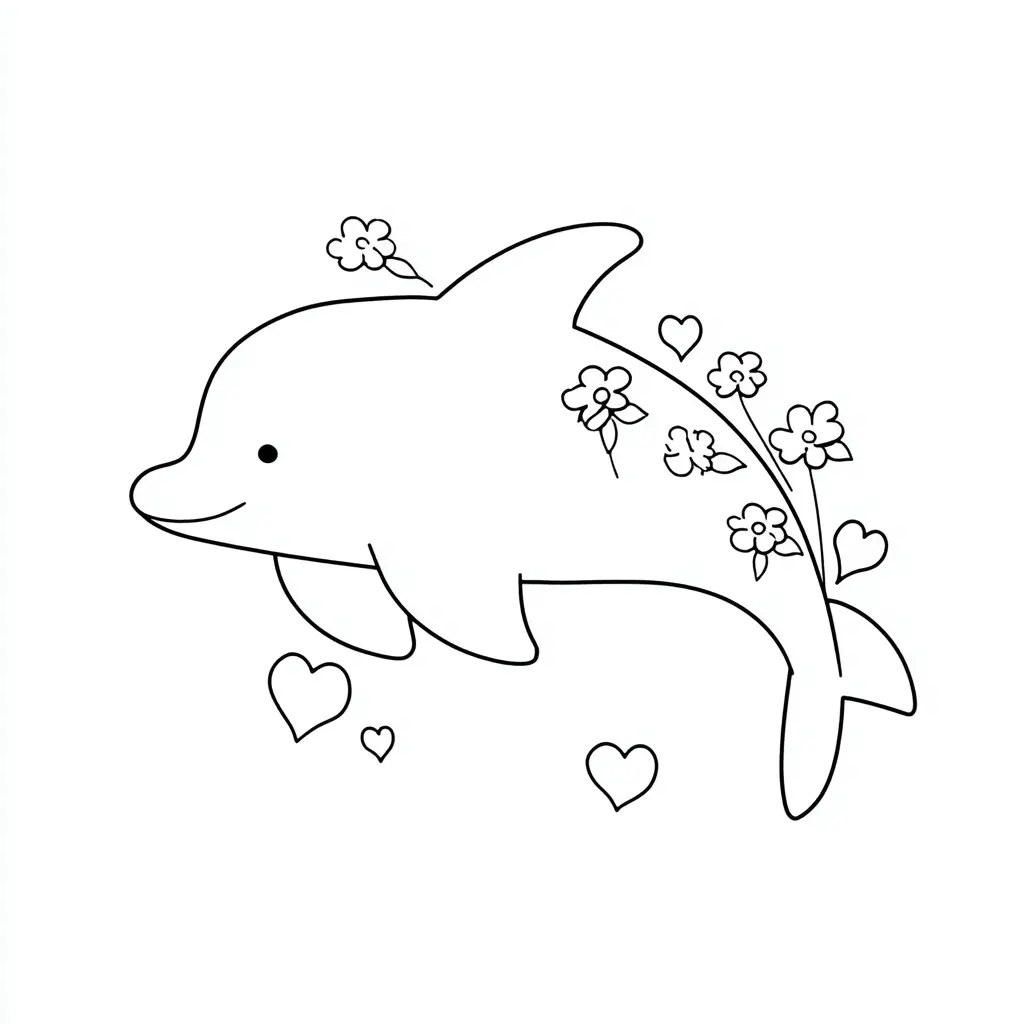 Dibujo de linda forma de delfín para colorear