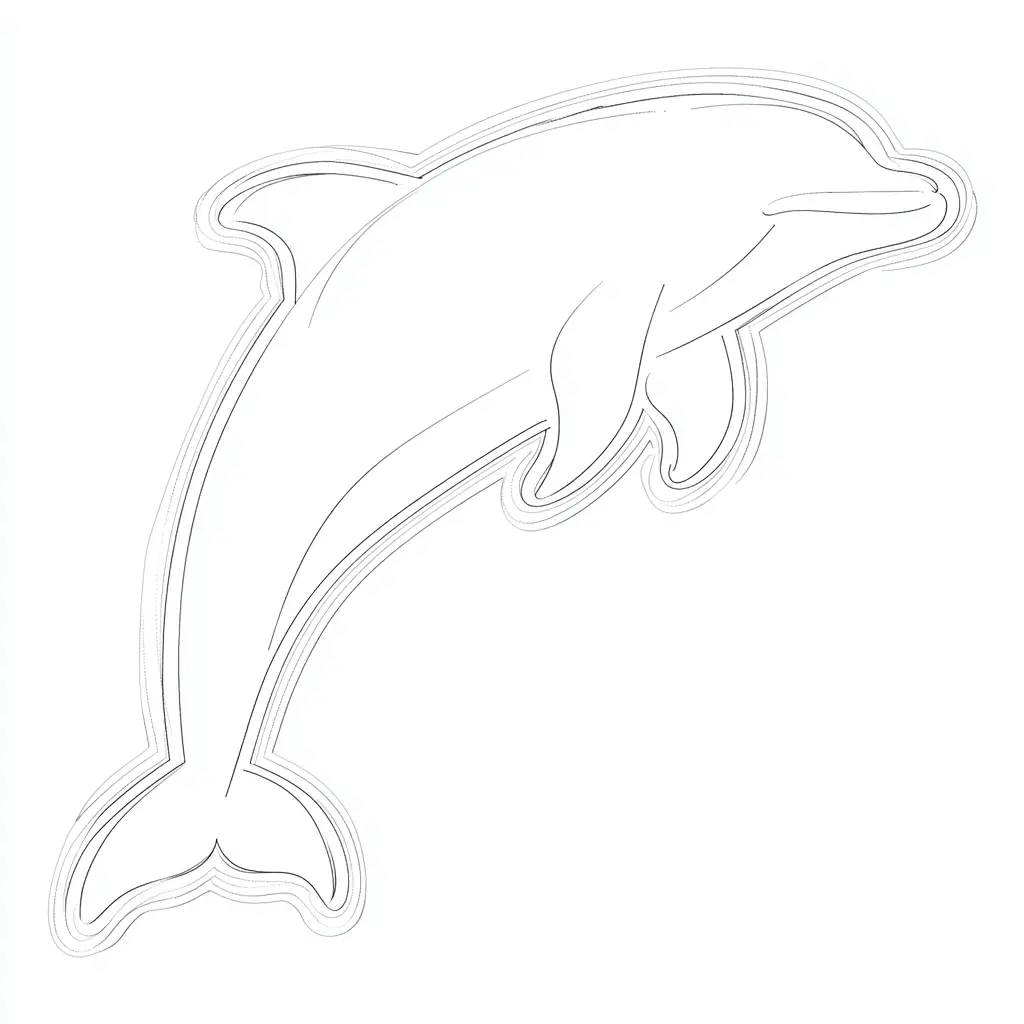 Dibujo de trazos suaves de delfín para colorear