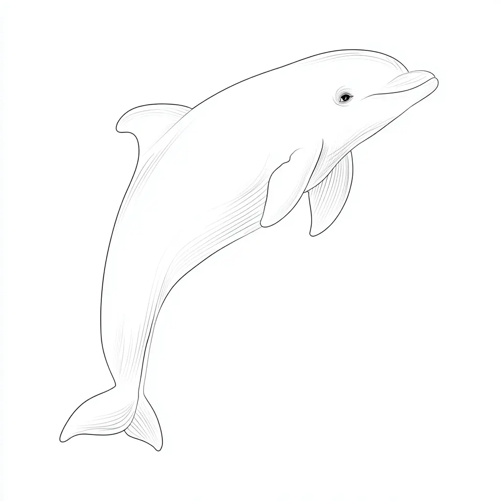 Dibujo de forma sencilla de delfín para colorer