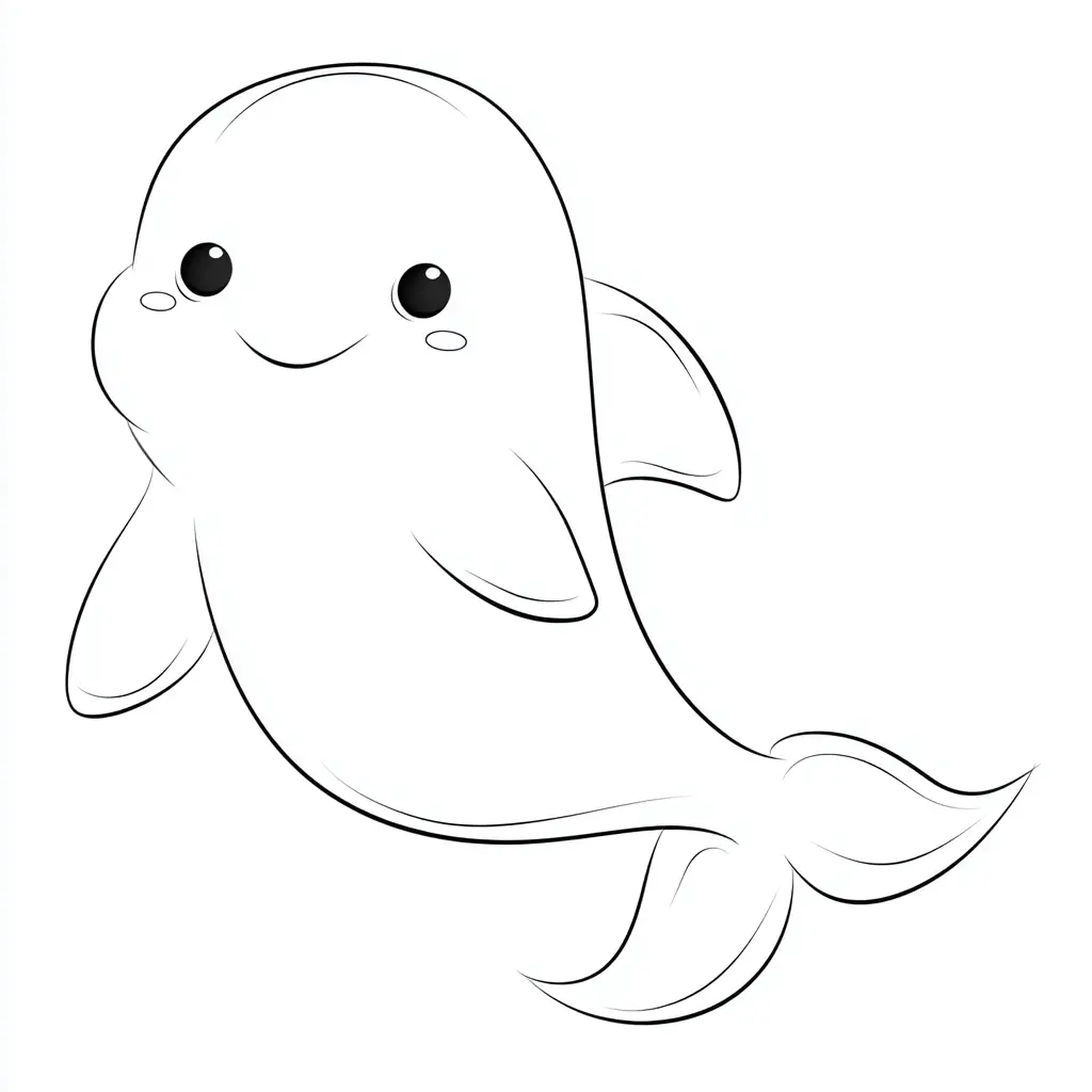 Dibujo de contorno kawaii de delfín para colorer