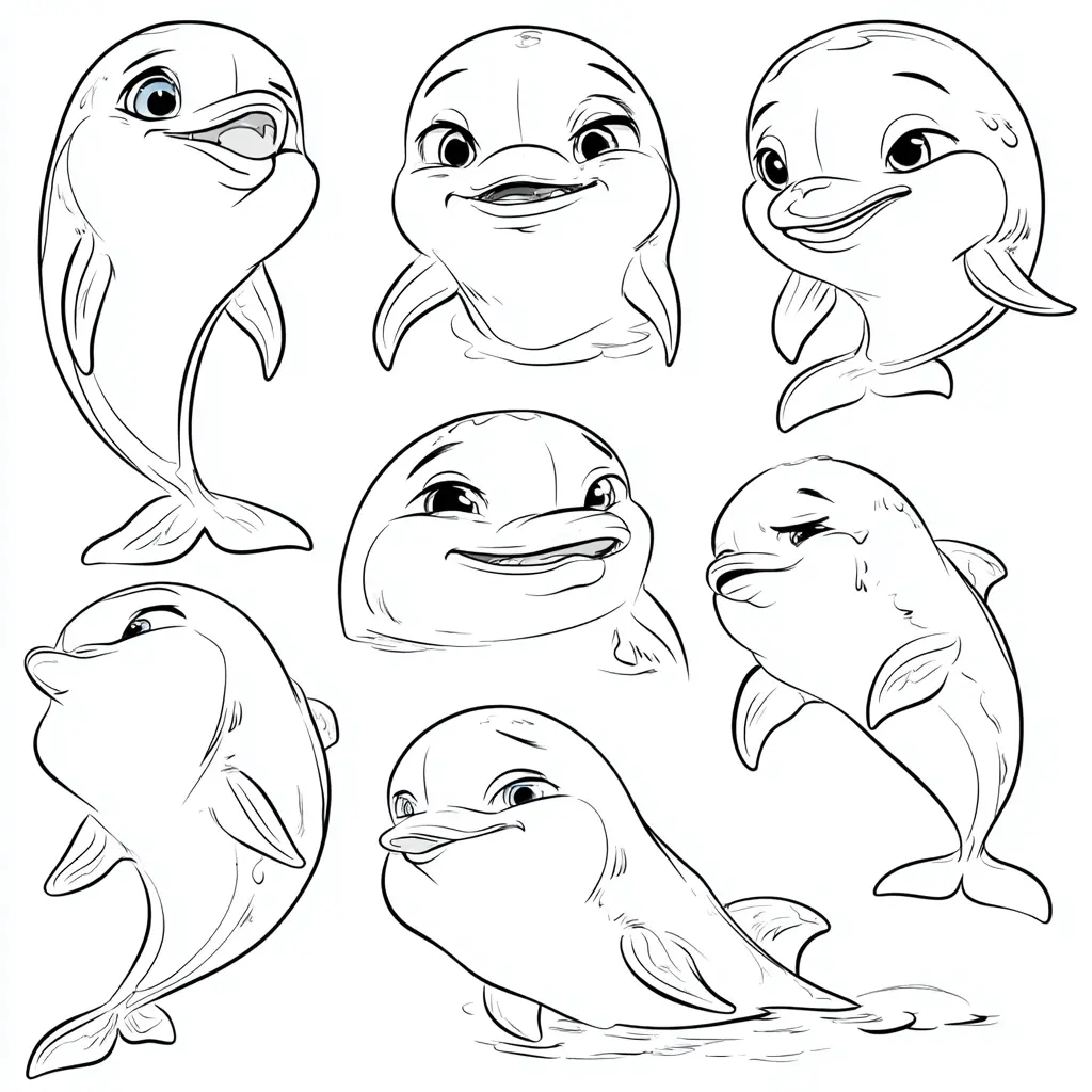 Dibujo de poses de delfines para colorer