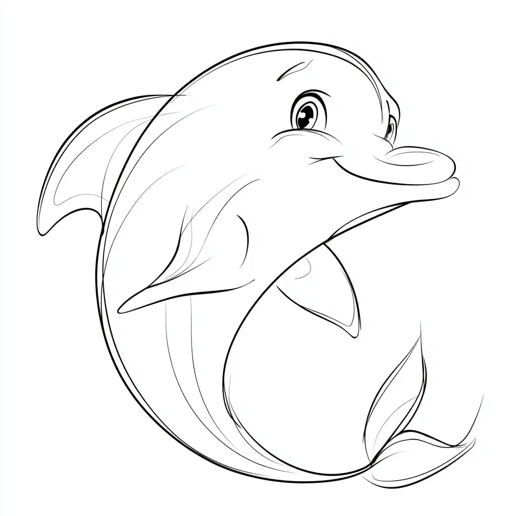 Dibujo de boceto de delfín para colorear