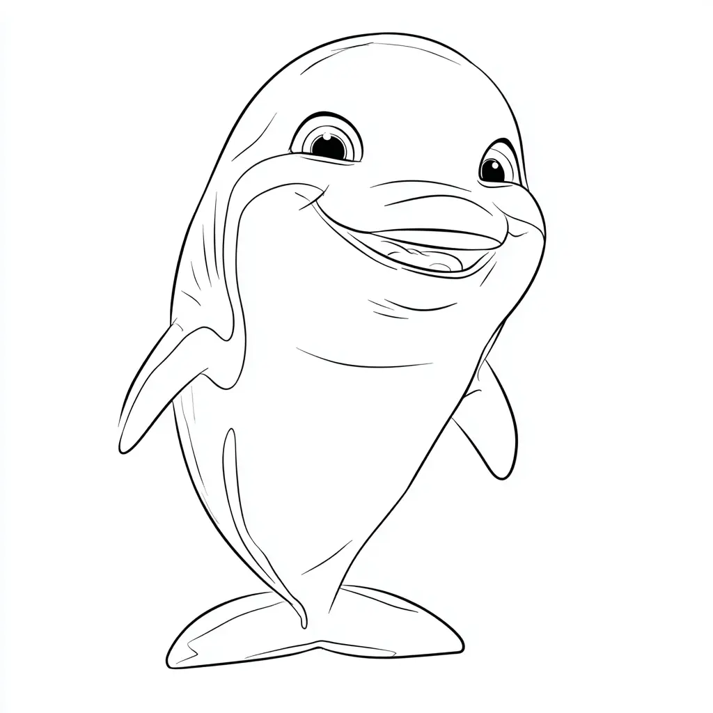 Dibujo de gracioso delfín animado para colorear