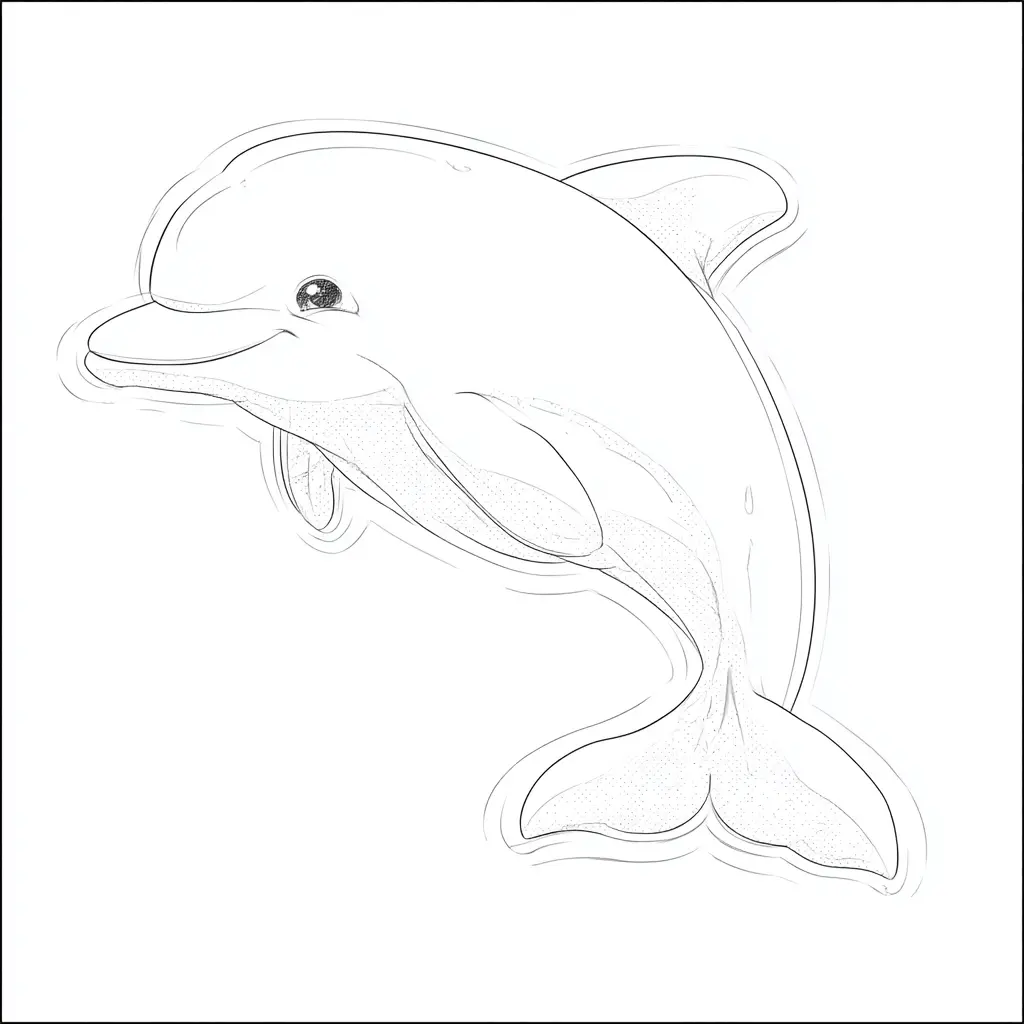 Dibujo de trazos simples de delfín para colorear
