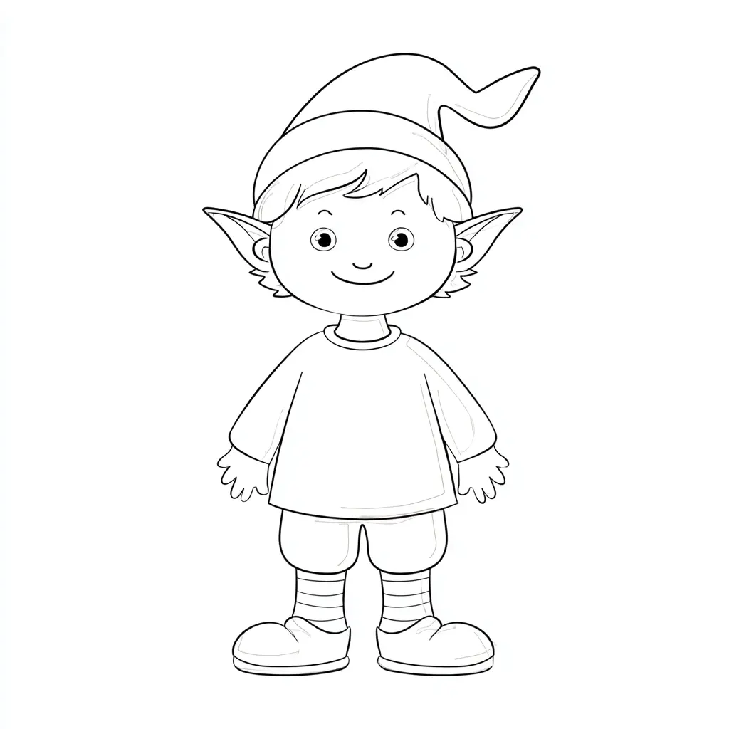Dibujo de pequeño elfo sonriente para colorear Dibujo de pequeño elfo sonriente para colorear