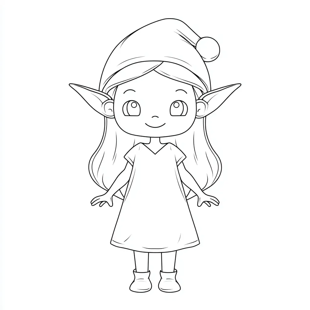 Dibujo de pequeña elfa sencilla para colorear Dibujo de pequeña elfa sencilla para colorear