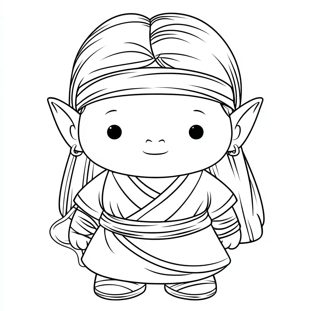 Dibujo de elfo chibi para colorear Dibujo de elfo chibi para colorear