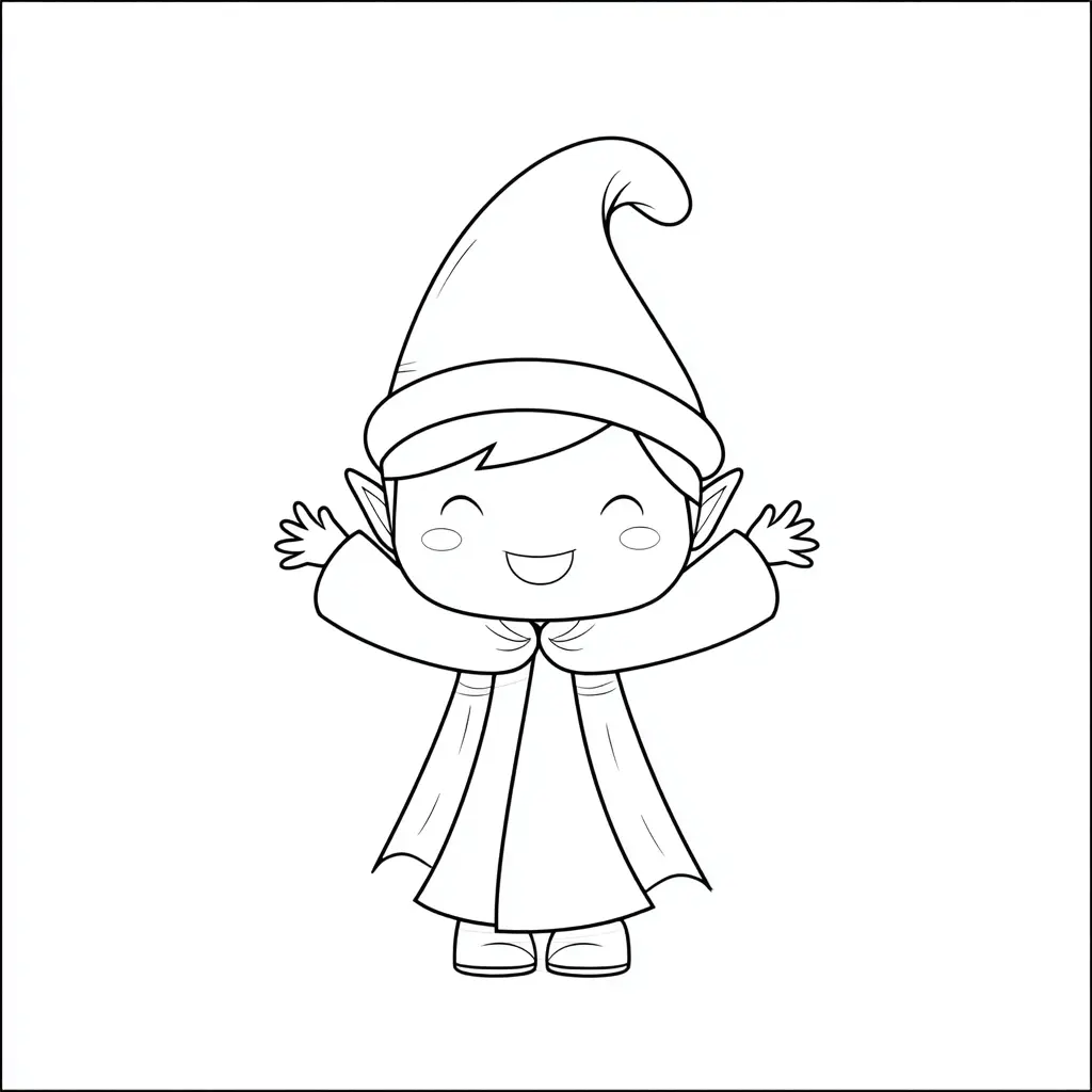 Dibujo de elfo con túnica para colorear Dibujo de elfo con túnica para colorear