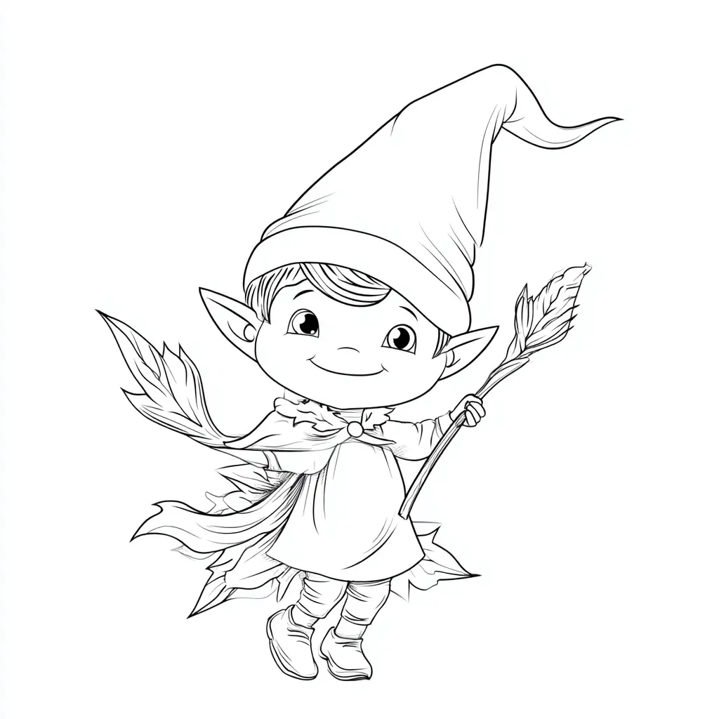 Dibujo de elfo de las hojas para colorear Dibujo de elfo de las hojas para colorear