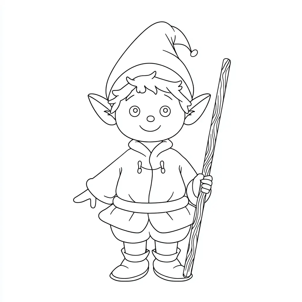 Dibujo de elfo ayudante para colorear Dibujo de elfo ayudante para colorear