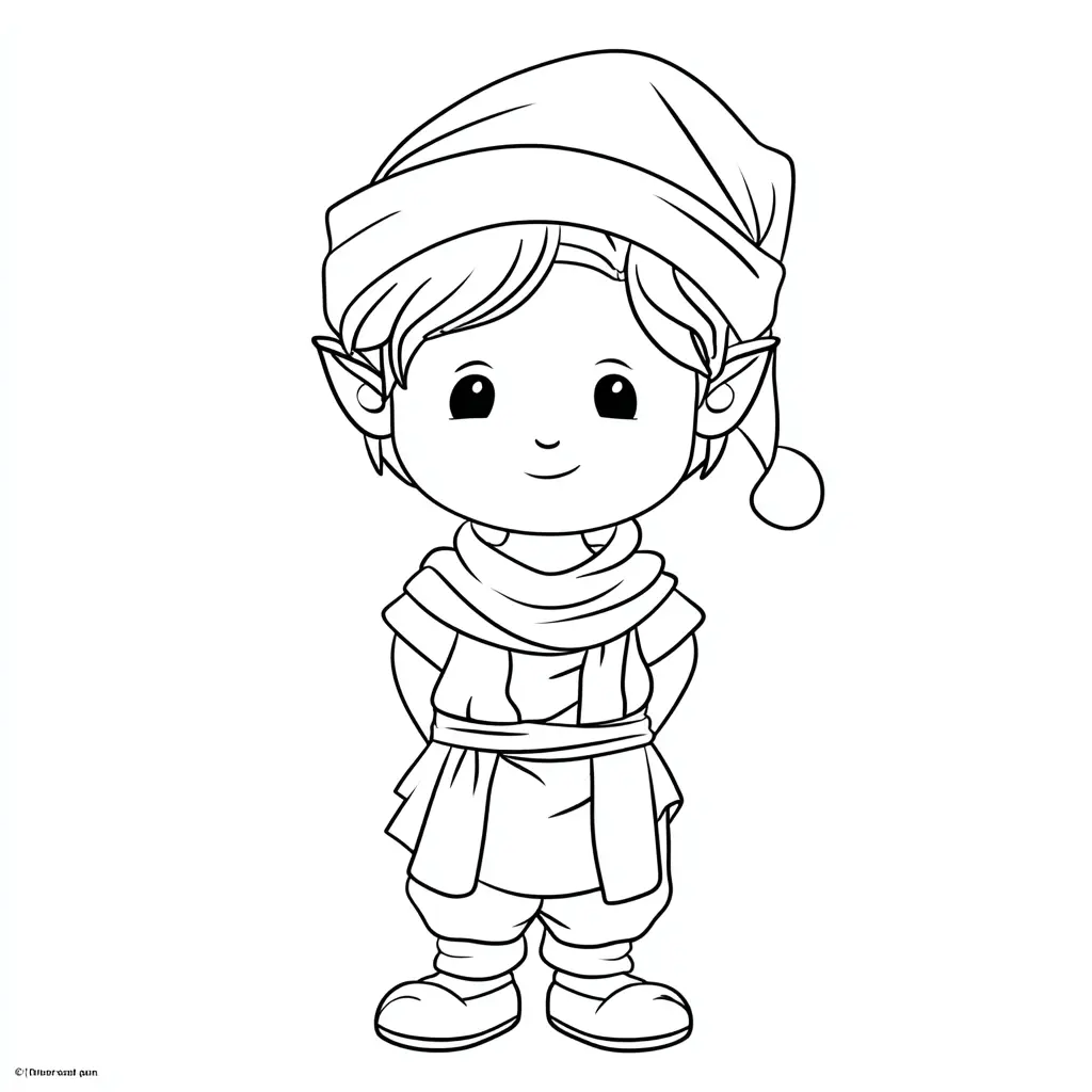 Dibujo de un elfo adorable para colorear Dibujo de un elfo adorable para colorear