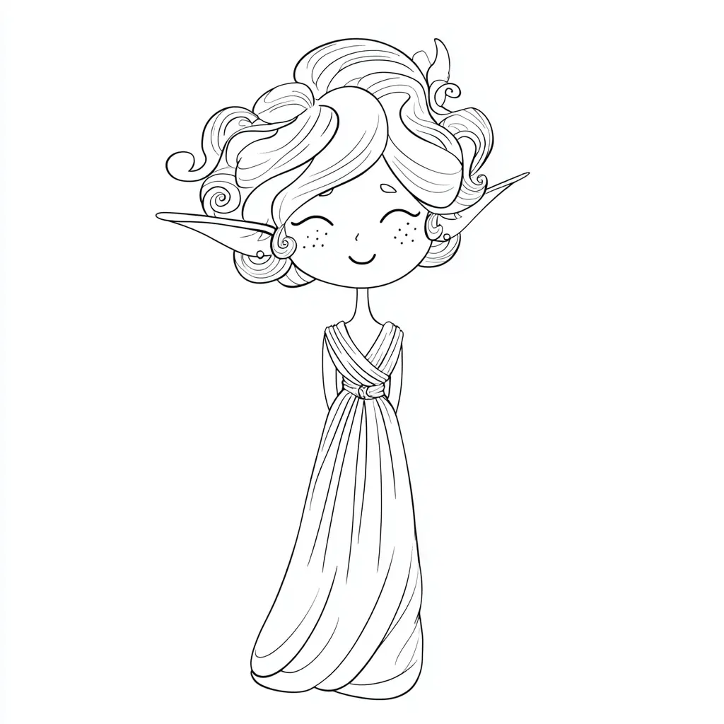 Dibujo de elfa estilo chibi para colorear Dibujo de elfa estilo chibi para colorear