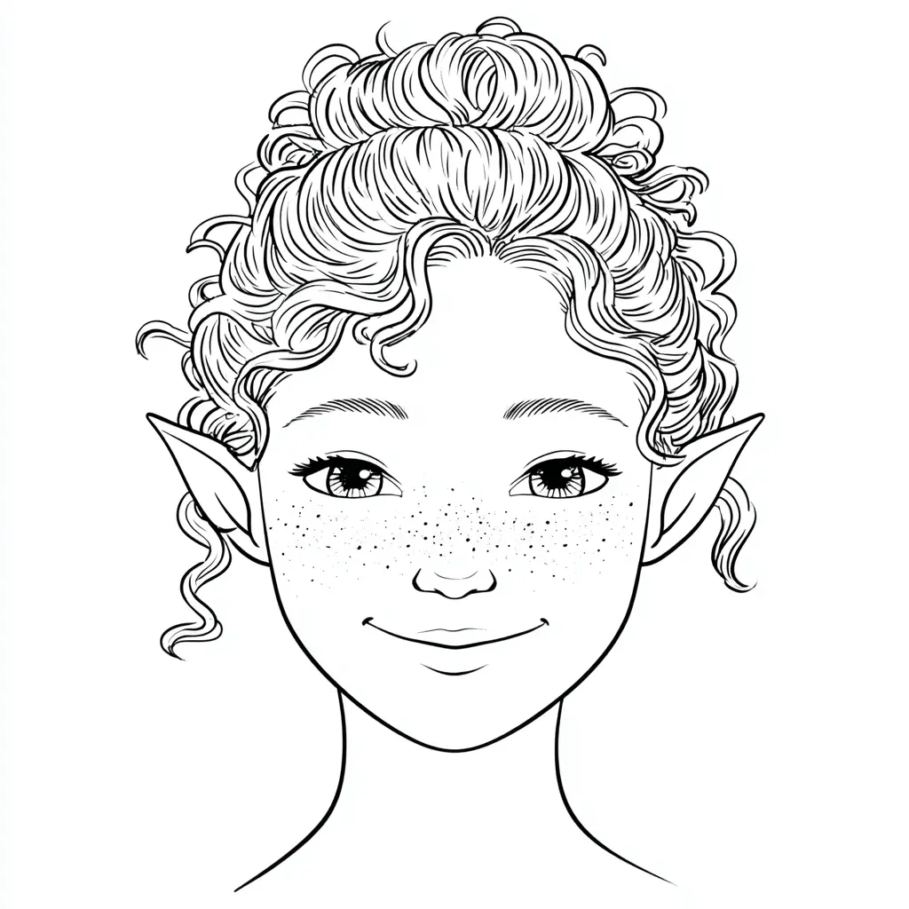 Dibujo de elfa con pecas para colorear Dibujo de elfa con pecas para colorear