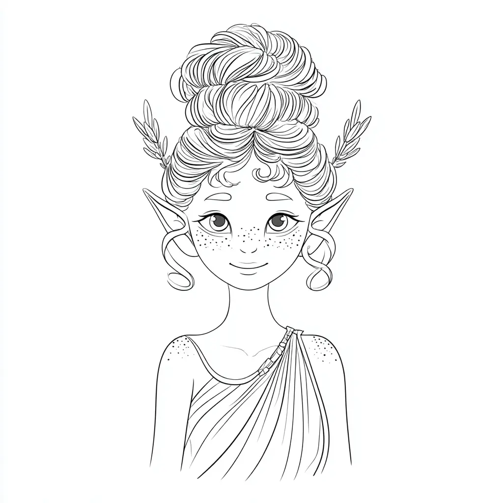 Dibujo de elfa con peinado alto para colorear Dibujo de elfa con peinado alto para colorear