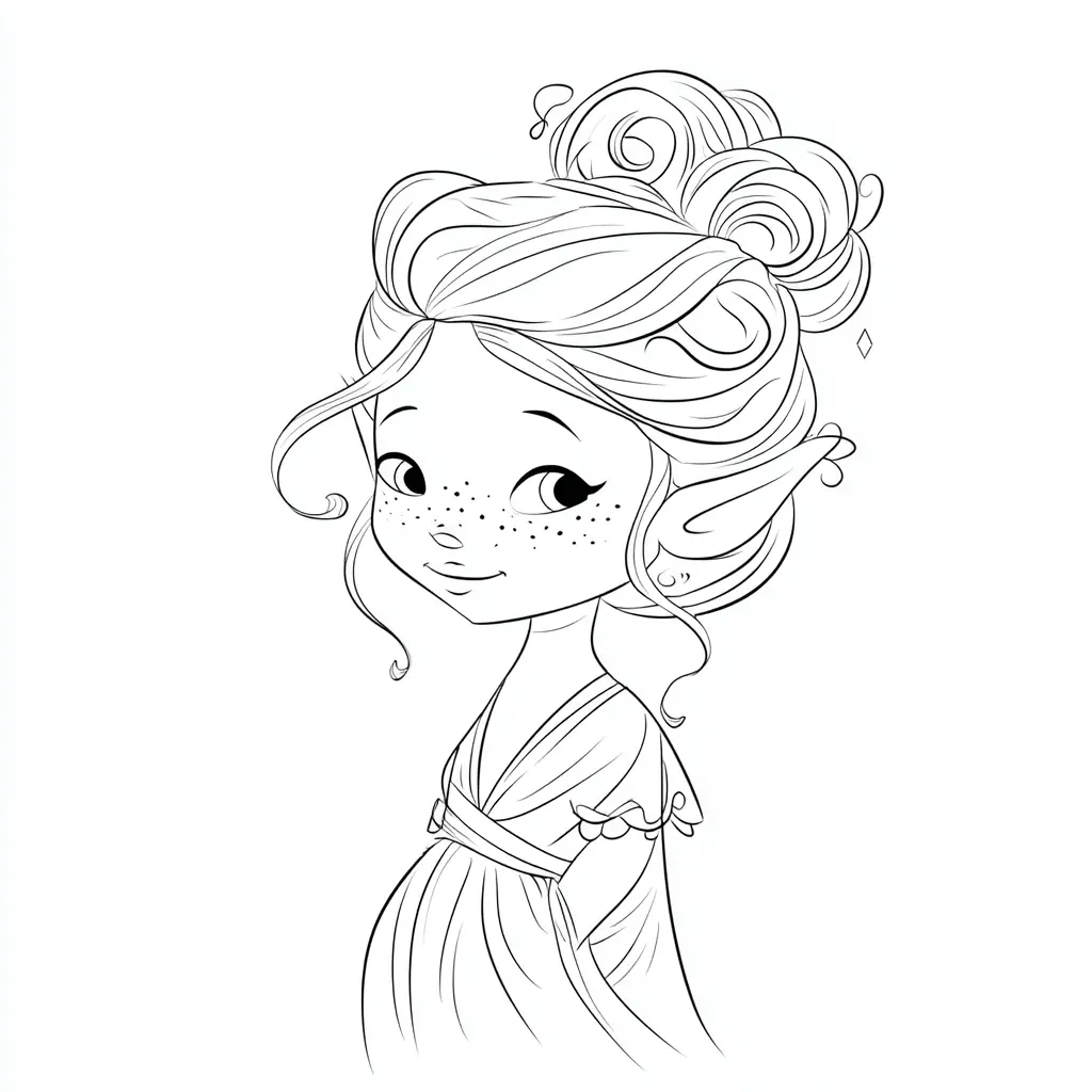 Dibujo de elfa estilo retrato para colorear Dibujo de elfa estilo retrato para colorear