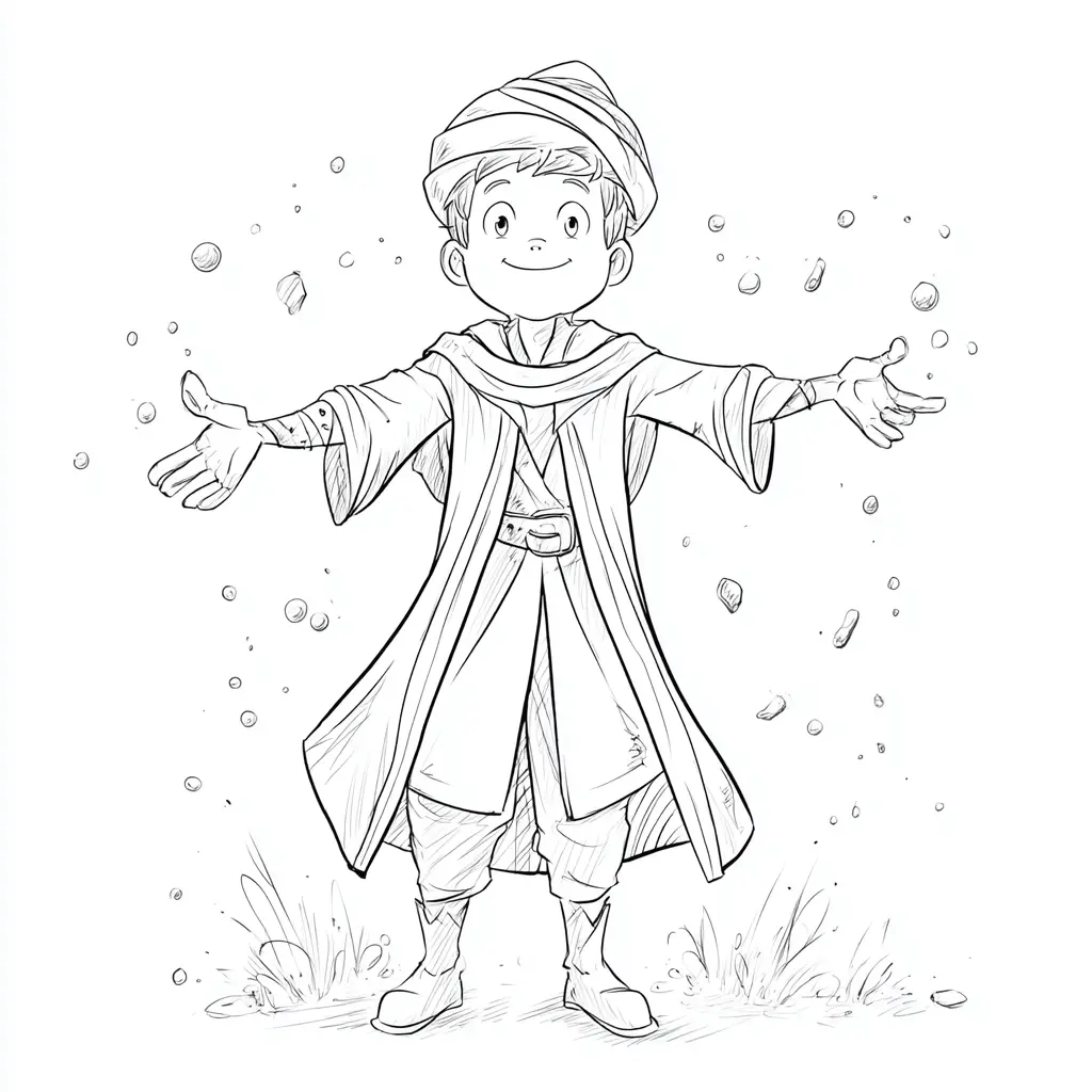 Dibujo de mago entre burbujas para colorear Dibujo de mago entre burbujas para colorear