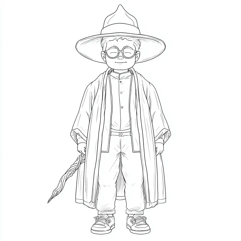 Dibujo de joven aprendiz de mago para colorear Dibujo de joven aprendiz de mago para colorear