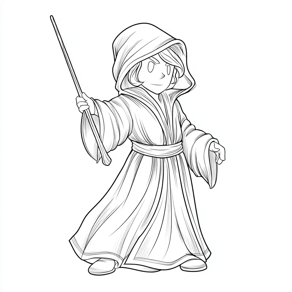 Dibujo de mago estilo manga para colorear Dibujo de mago estilo manga para colorear