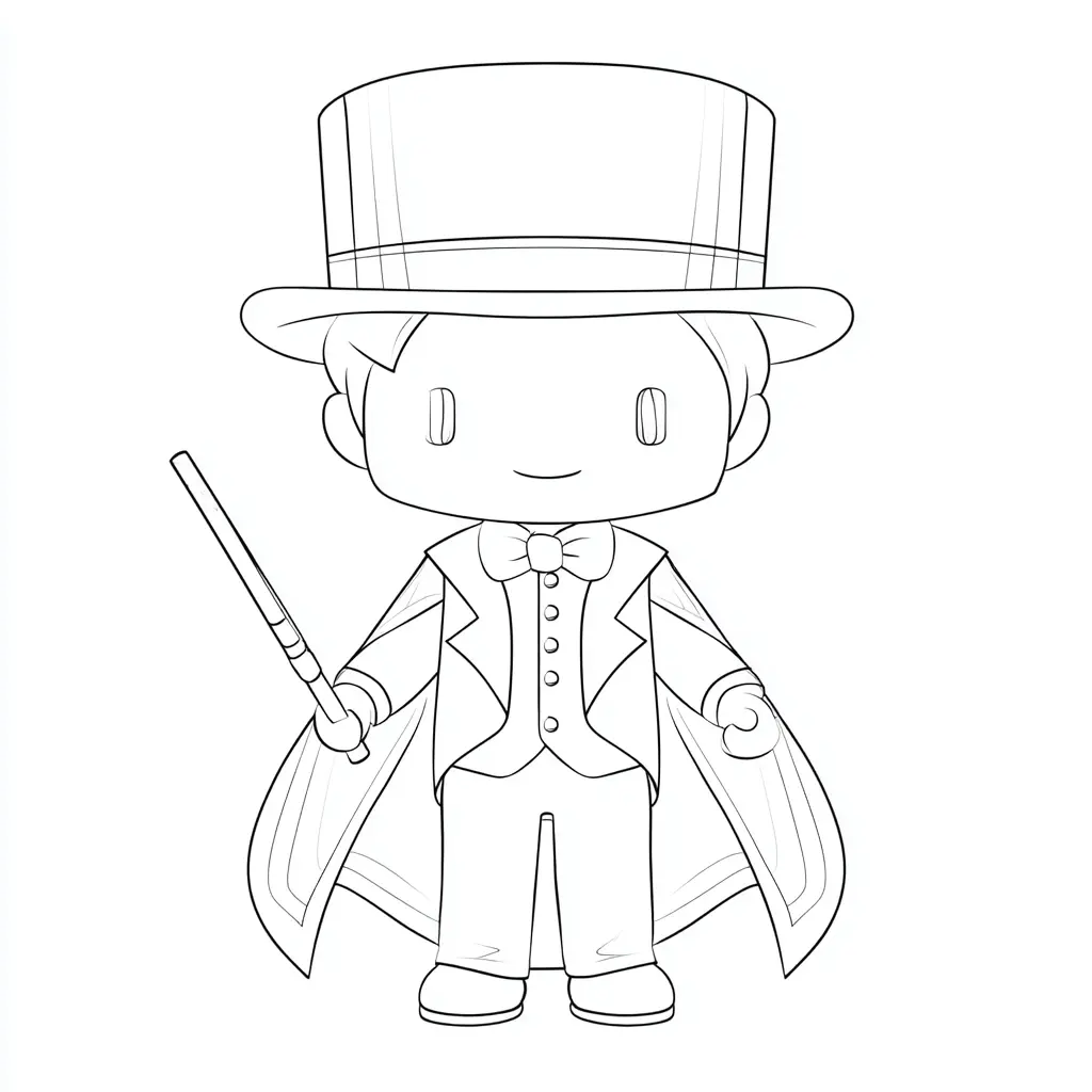 Dibujo de mago kawaii con traje para colorear Dibujo de mago kawaii con traje para colorear