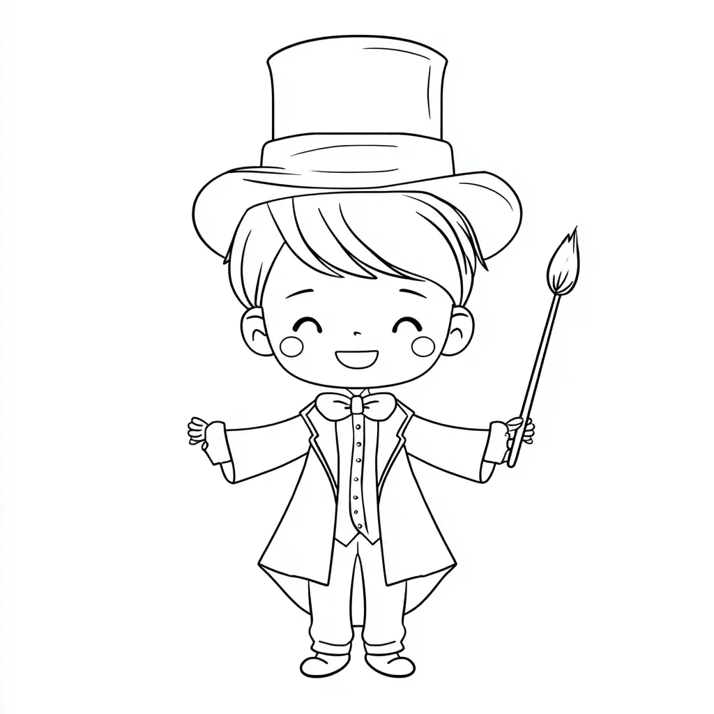 Dibujo de mago con corbatín para colorear Dibujo de mago con corbatín para colorear