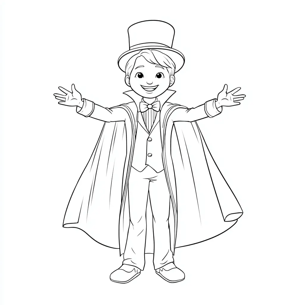 Dibujo de actuación de mago para colorear Dibujo de actuación de mago para colorear
