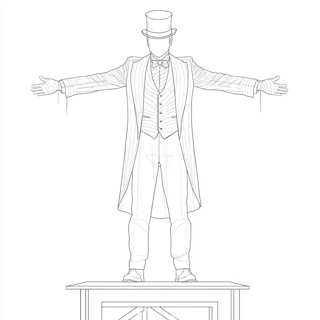 Dibujo de diseño de mago del espectáculo para colorear Dibujo de diseño de mago del espectáculo para colorear