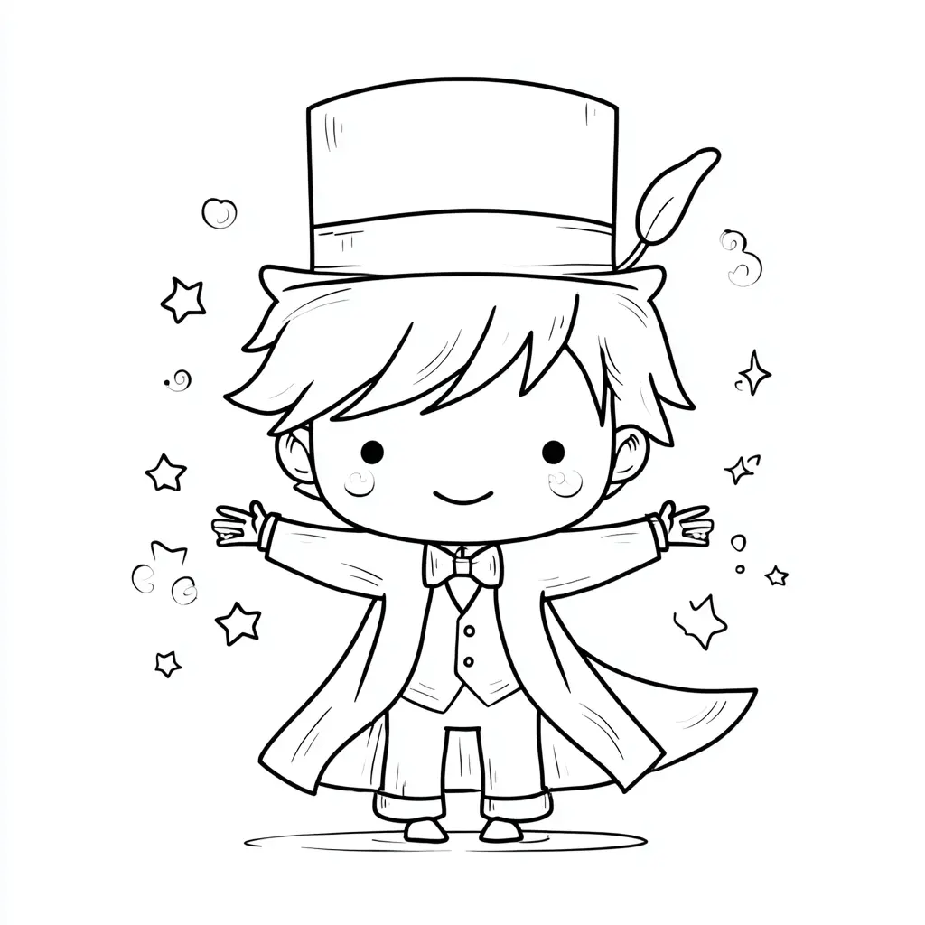 Dibujo de pequeño ilusionista kawaii para colorear Dibujo de pequeño ilusionista kawaii para colorear