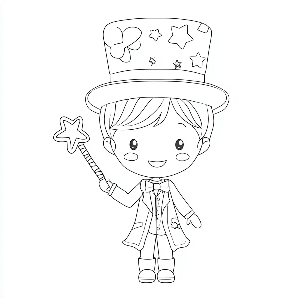 Dibujo de mago con varita mágica para colorear Dibujo de mago con varita mágica para colorear