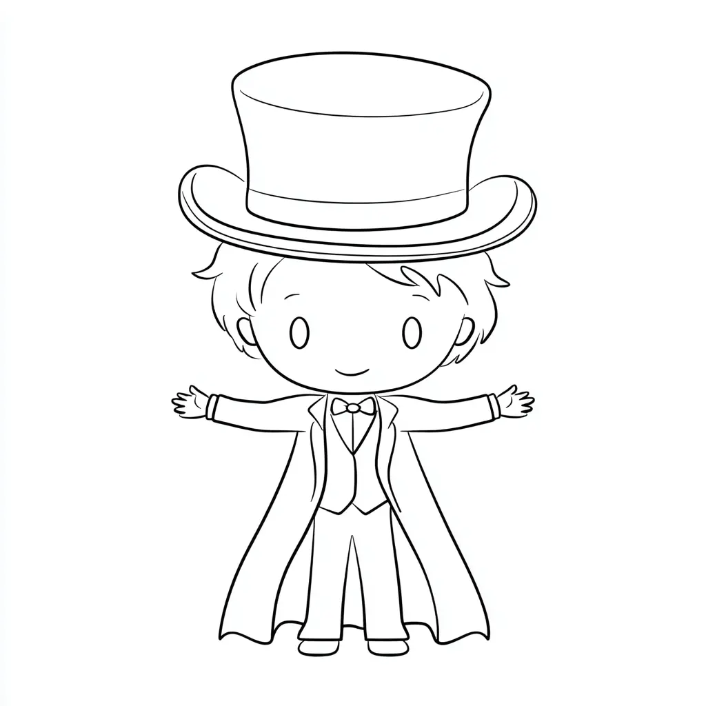 Dibujo de mago con brazos abiertos para colorear Dibujo de mago con brazos abiertos para colorear