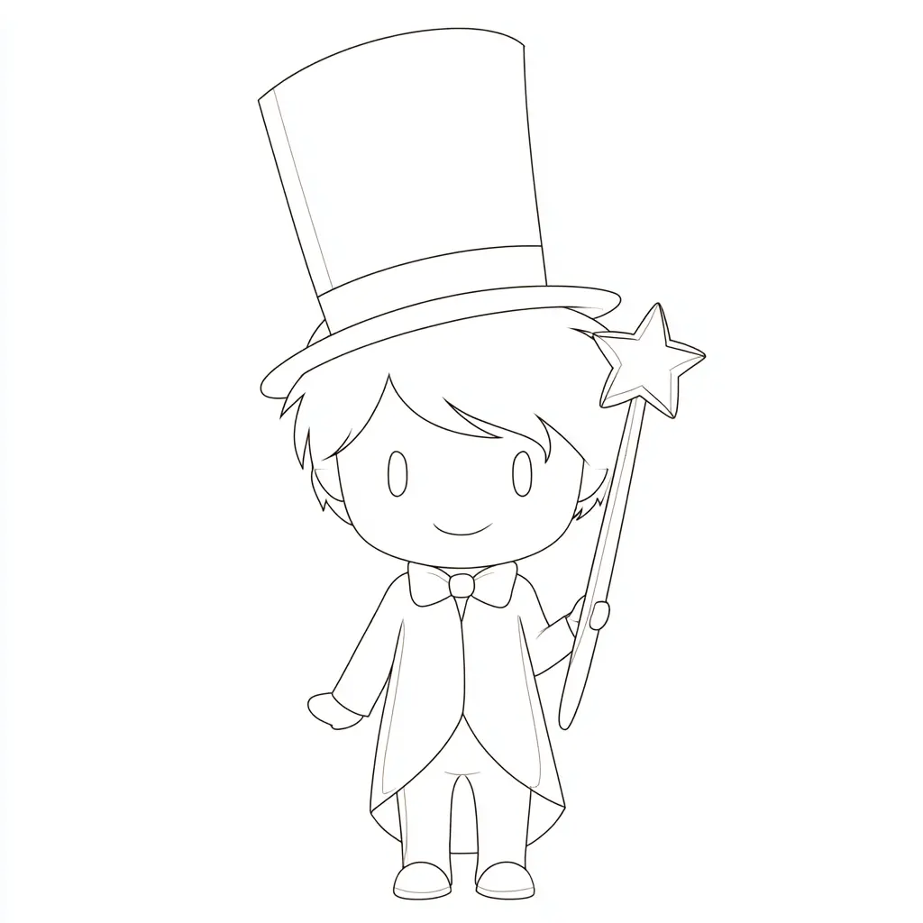 Dibujo de mago y varita de estrella para colorear Dibujo de mago y varita de estrella para colorear