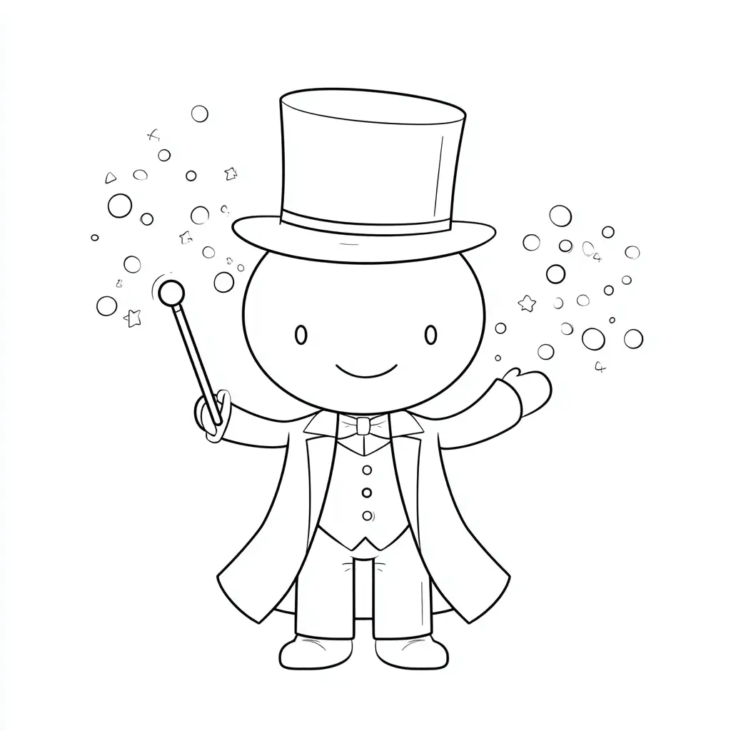Dibujo de mago chibi con magia para colorear Dibujo de mago chibi con magia para colorear