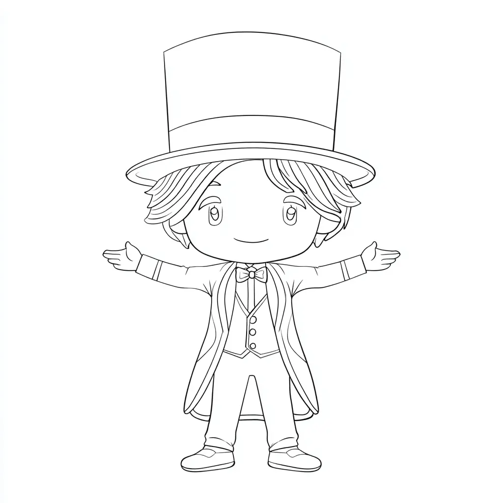 Dibujo de pequeño mago ilusionista para colorear Dibujo de pequeño mago ilusionista para colorear