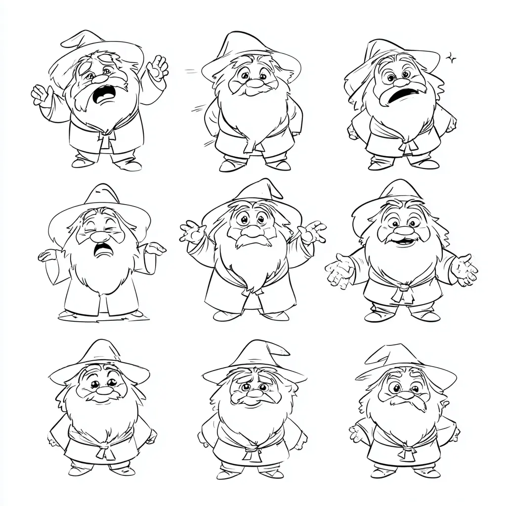Dibujo de pequeñas figuras de magos para colorear Dibujo de pequeñas figuras de magos para colorear