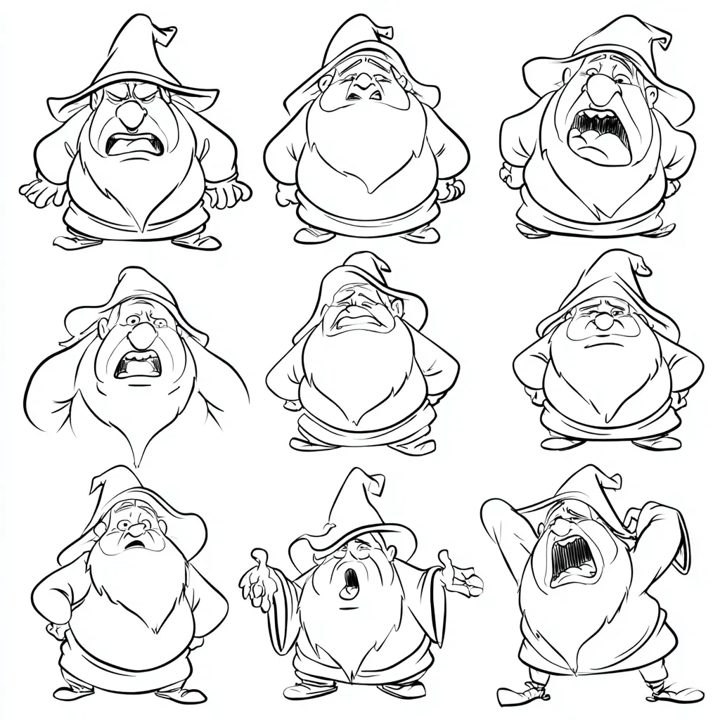 Dibujo de figuras con emociones de mago para colorear Dibujo de figuras con emociones de mago para colorear