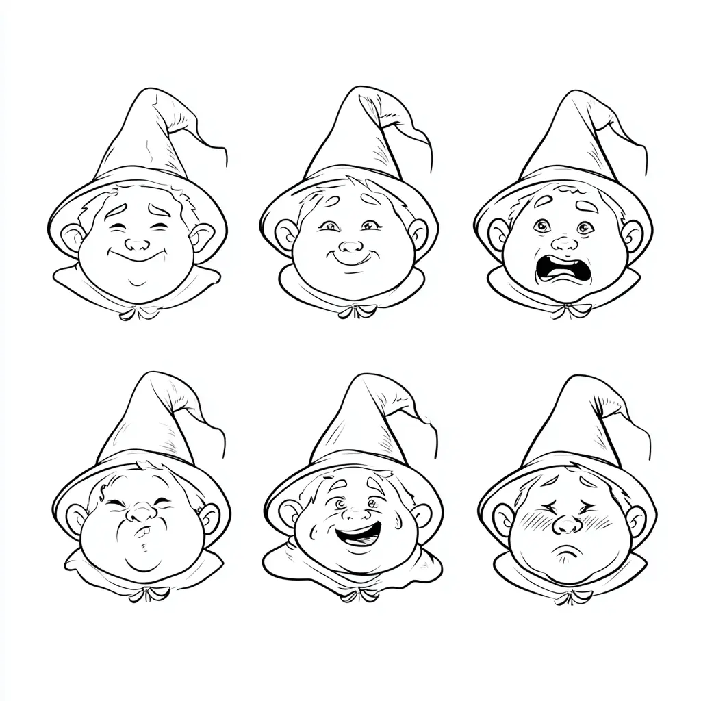 Dibujo de caras con gestos de mago para colorear Dibujo de caras con gestos de mago para colorear