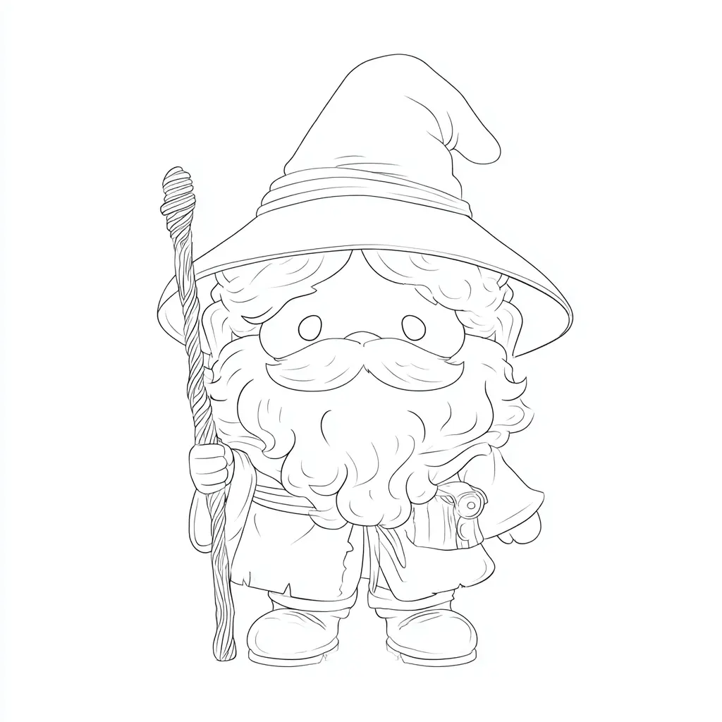 Dibujo de el mago con barba larga para colorear Dibujo de el mago con barba larga para colorear