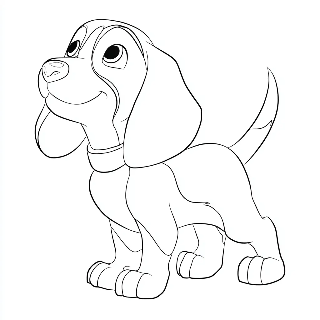 Dibujo de beagle estilo cartoon 3D para colorear Dibujo de beagle estilo cartoon 3D para colorear
